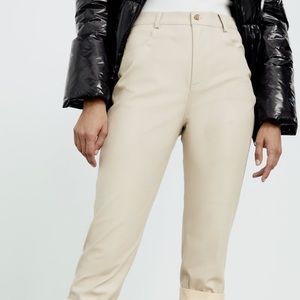 Faux leather mom fit pants ecru ref 4387294